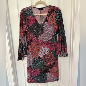 MSK Paisley Print Bell-sleeve Shift Dress